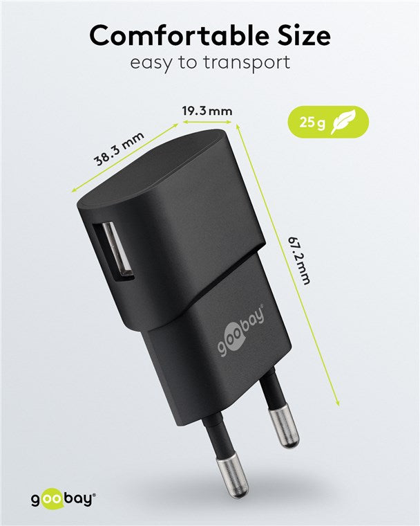 Goobay USB-A Ladegerät, 5W - Schwarz