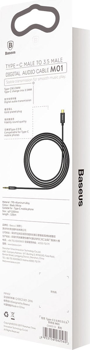 Baseus Yiven Type-C male To 3.5 male Audio Kabel M01 Schwarz (CAM01-01)