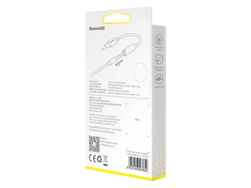 Baseus Typ-C Stecker zu 3,5mm Buchse Adapter L54 Dunkelgrau (CATL54-0G)