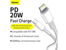Baseus Hochdichtes Geflochtenes Schnellladedatenkabel Typ-C zu iP PD 20W 2m Weiß (CATLGD-A02)