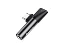 Baseus L41 Typ-C (Eingang) für Typ-C-Buchsen + 3,5mm Buchsenadapter Schwarz (CATL41-01)