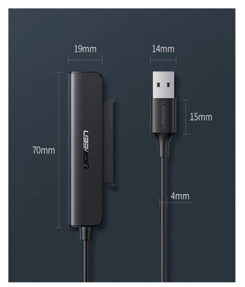 UGREEN USB 3.0 auf SATA 3.0 Adapter für 2,5" SSD/HDD – Schwarz