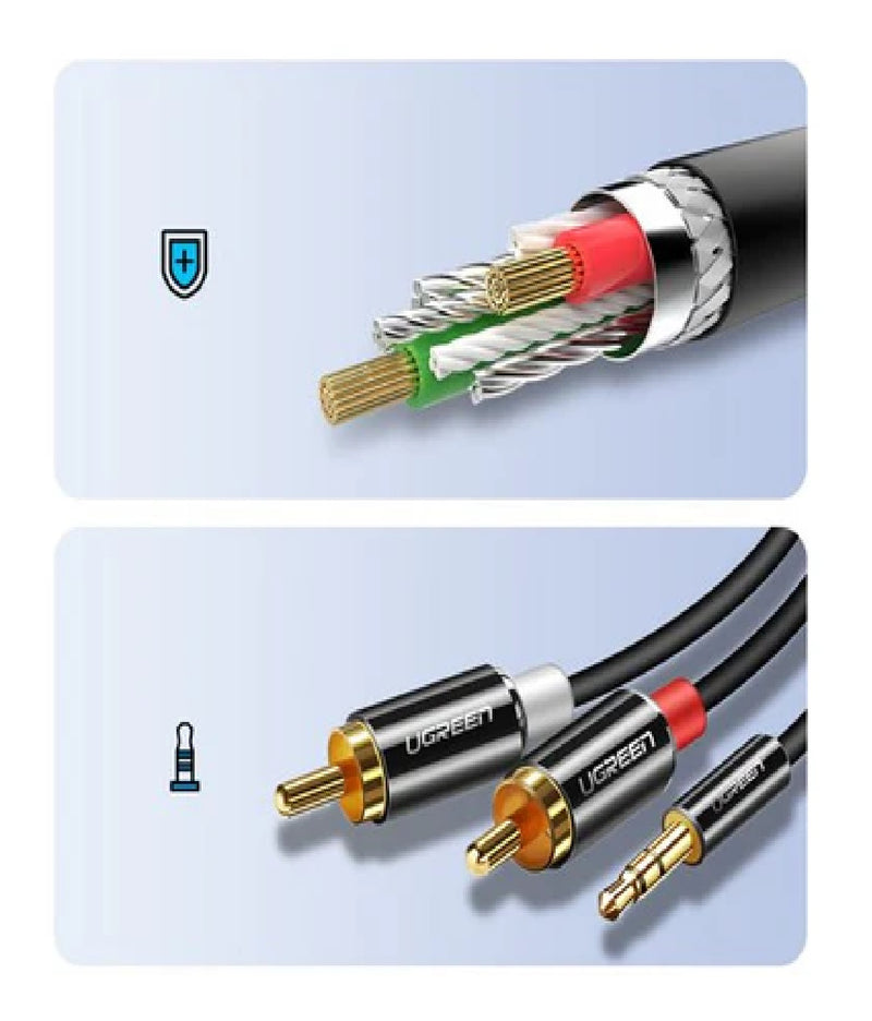 UGREEN 3,5mm auf 2x RCA Audiokabel AV116 3 m – Schwarz
