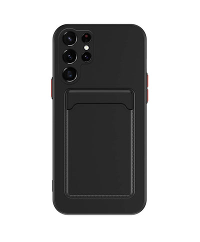 Silikon-Schockfeste Kartenhalter Hülle Case für Samsung Galaxy S24 Plus - Schwarz