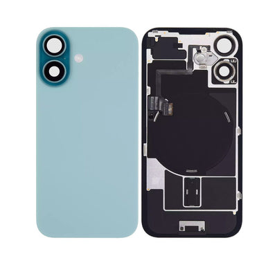 Back Glass + W/Small Component Vormontiert für iPhone 16 (Türkis)