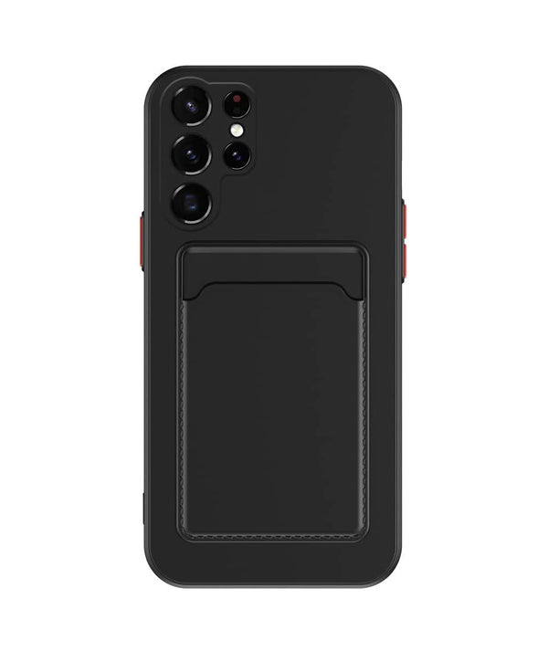 Silikon-Schockfeste Kartenhalter Hülle Case für Samsung Galaxy S24 Ultra - Schwarz