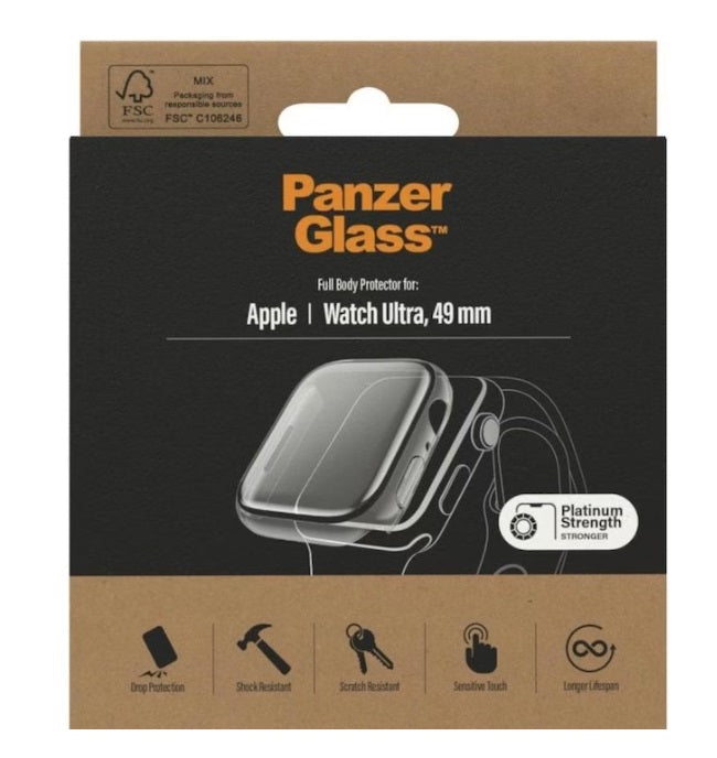 PanzerGlass Ganzkörper-Displayschutz für Apple Watch Ultra, Ultra 2 49 mm – Transparent