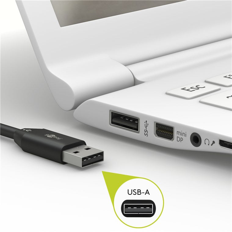 Goobay USB-A-auf-USB-C-Kabel 0,50 m, USB 2.0 – Schwarz