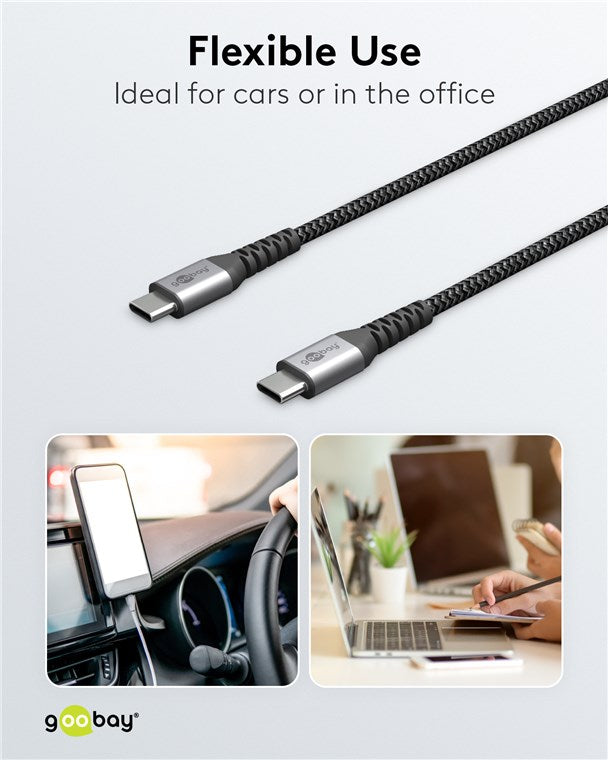 Goobay USB-C auf USB-C Kabel, 1m, USB 2.0 - Schwarz