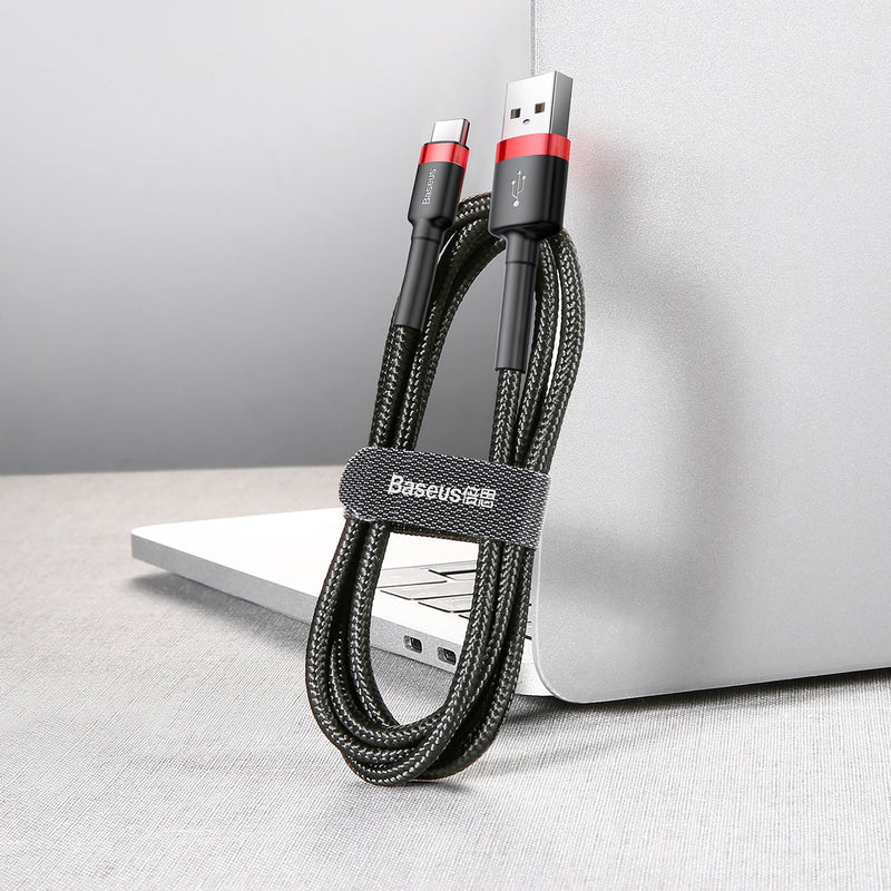 Baseus Cafule Kabel USB für Type-C 2A 2m Rot+Schwarz (CATKLF-C91)