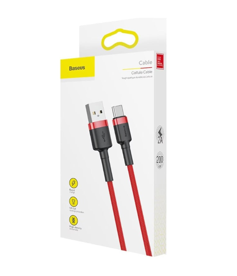 Baseus Cafule Kabel USB für Type-C 2A 2m Rot+Rot (CATKLF-C09)