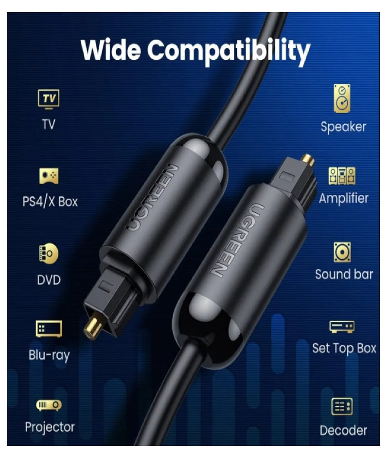 UGREEN Toslink Optisches Digital SPDIF Audiokabel 1 m – Schwarz