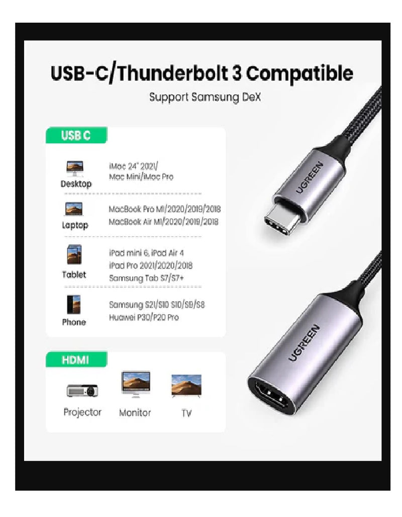 UGREEN USB-C auf HDMI Adapter 4K 10 cm – Schwarz