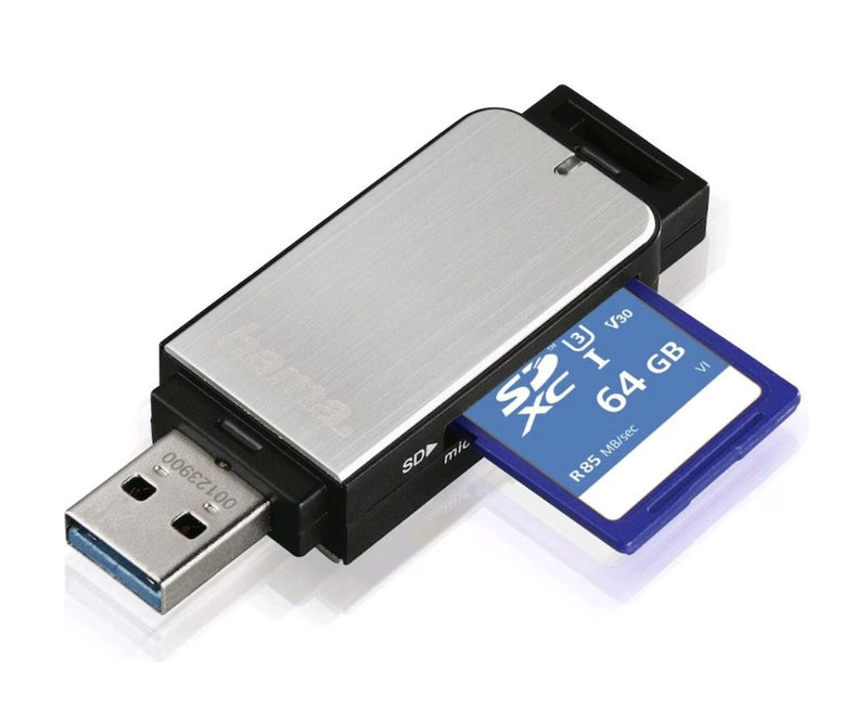 Hama USB 3.0 SD/microSD-Kartenleser, Silber USB 3.0