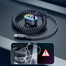 60-W-4-in-1-Autoladegerät mit Spiralkabel vom Typ C, Schwarz (JR-CL19)