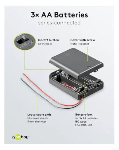 Goobay AA-Batteriehalter – Schwarz