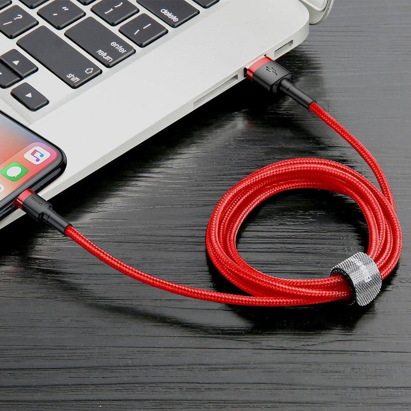 Baseus Cafule Kabel USB für iP 2.4A 0.5m Rot+Rot (CALKLF-A09)