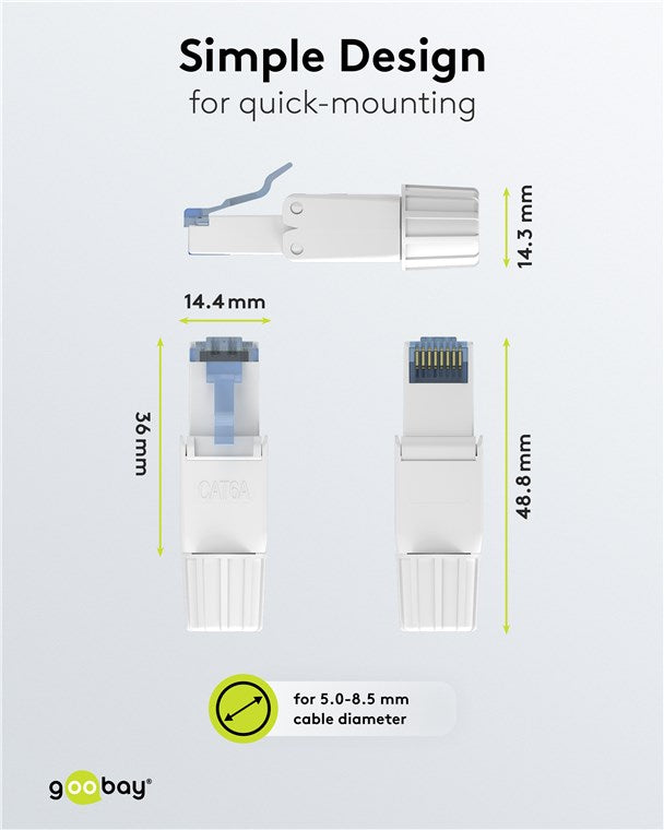 Goobay CAT 6A RJ45-Stecker, Feldkonfektionierbar, UTP Ungeschirmt - Weiß