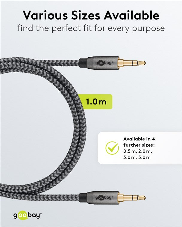 Goobay Audiokabel AUX 3,5mm Stereo, 1m - Grau