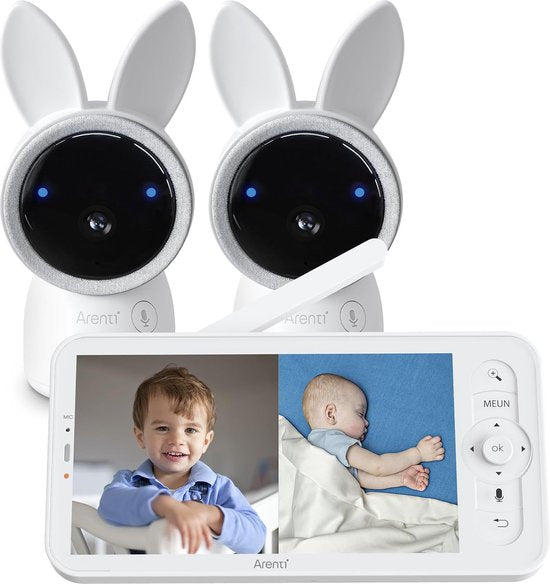 Arenti Alnanny 2K Wi-Fi Video Babyphone Kit mit LCD-Bildschirm – Weiß