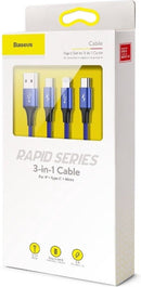 Baseus Rapid Series 3-in-1 Kabel Micro + Lightning + Type-C 3A 1.2M Dunkelblau (CAMLT-SU13)
