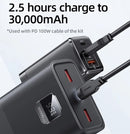 Usams Yattu Serie PB6B PD3.0 + QC3.0 Schnelllade-Powerbank mit Digitalanzeige 30000mAh + Type-C zu Type-C PD 100W Datenkabel (ATXLOGTC01) - Schwarz