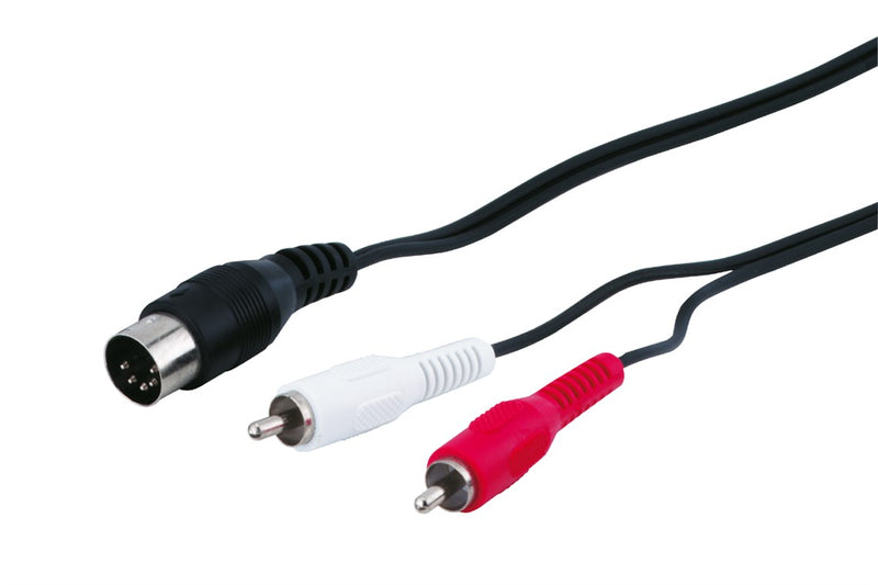 Goobay Audio-Video-Kabel, 1,5m, 5-Pol DIN auf 2x RCA - Schwarz