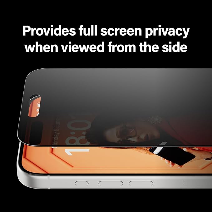 PanzerGlass Privacy Displayschutzfolie Ultra-Wide Fit (1 Stück), iPhone 15 Pro