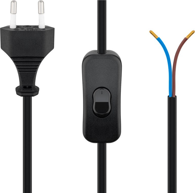 Goobay Euro-Kabel für Schaltermontage 1,50 m – Schwarz