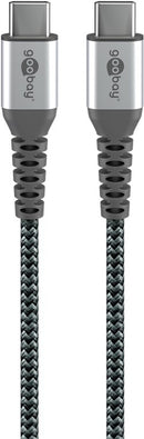 Goobay USB-C Kabel, Textil, Metallstecker, Extra Robust, 0,50m, USB 2.0 - Schwarz