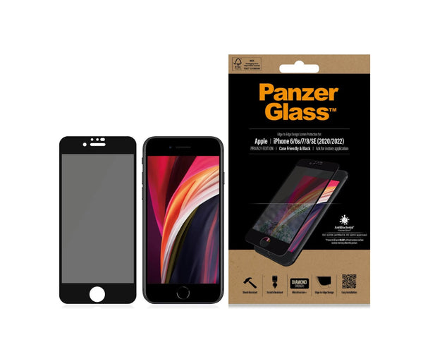 PanzerGlass Hüllenfreundlicher Sichtschutz Screen Protector (1 Stück), iPhone 6s, iPhone SE (3rd Gen), iPhone SE (2nd Gen), iPhone 6, iPhone 8, iPhone 7