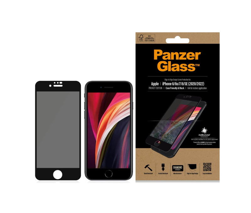 PanzerGlass Hüllenfreundlicher Sichtschutz Screen Protector (1 Stück), iPhone 6s, iPhone SE (3rd Gen), iPhone SE (2nd Gen), iPhone 6, iPhone 8, iPhone 7