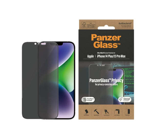 PanzerGlass Ultra-Weit Fit Sichtschutz Screen Protector (1 Stück), iPhone 13 Pro Max, iPhone 14 Plus