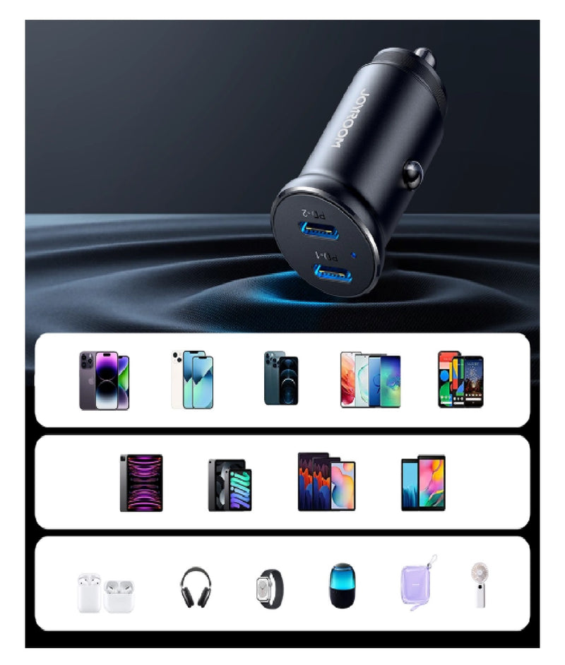 Joyroom 30W Dual USB-C Mini-Metall-Autoladegerät (JR-CCN06)