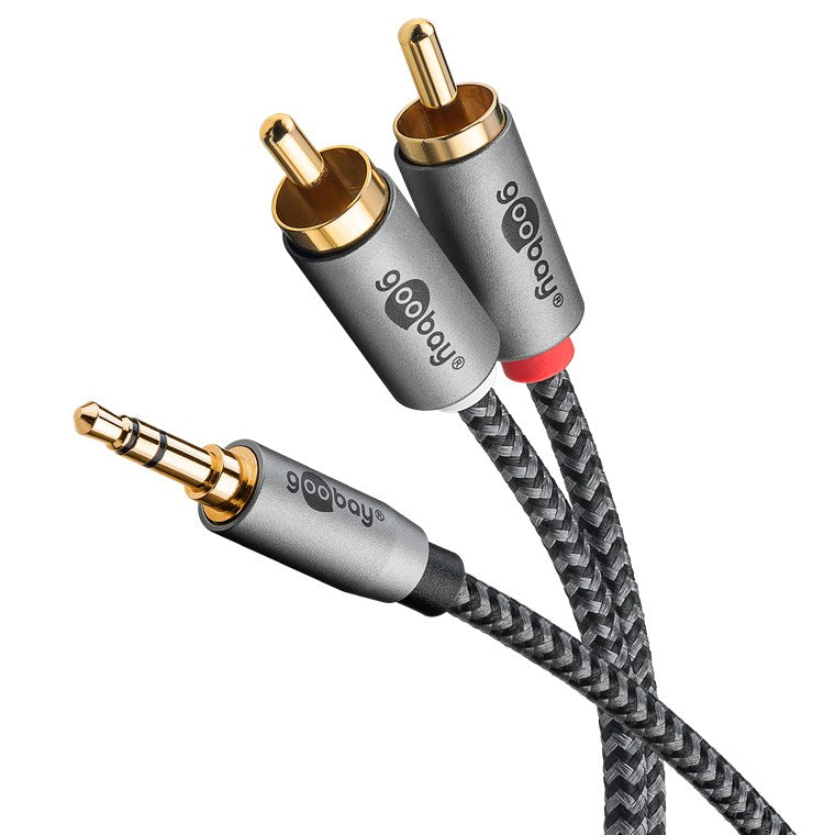 Goobay Audio-Adapter AUX 3,5mm auf RCA, 3m - Grau