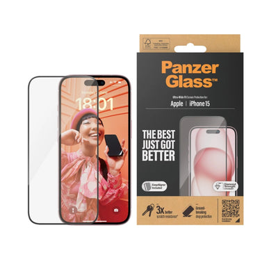 PanzerGlass Ultra-Wide Fit Displayschutz (1 Stück) für iPhone 15