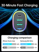 Joyroom Fast Car/Auto Ladegerät with RGB 70W Schwarz (JR-CL29)