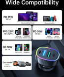 Joyroom Fast Car/Auto Ladegerät with RGB 70W Schwarz (JR-CL29)