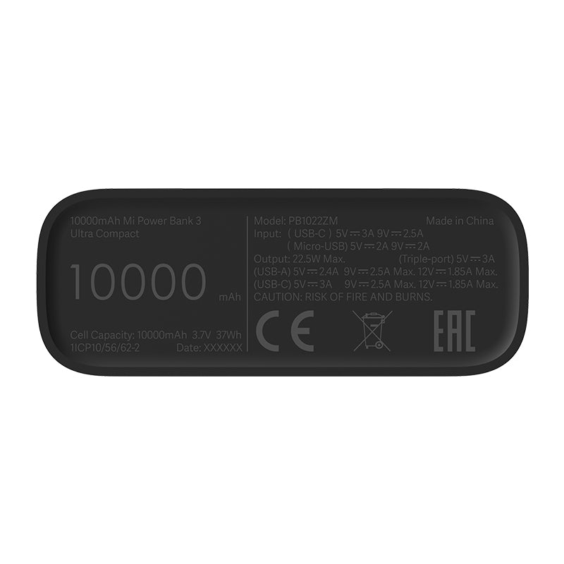 Xiaomi Mi 3 Ultra Compact 10000 mAh, 22,50W, 37Wh - Schwarz