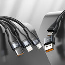 Baseus Flash Series Zwei-für-drei-Ladekabel U+C auf M+L+C 100 W 1,2 m Grau+Schwarz