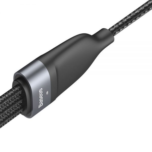 Baseus Flash Series Zwei-für-drei-Ladekabel U+C auf M+L+C 100 W 1,2 m Grau+Schwarz