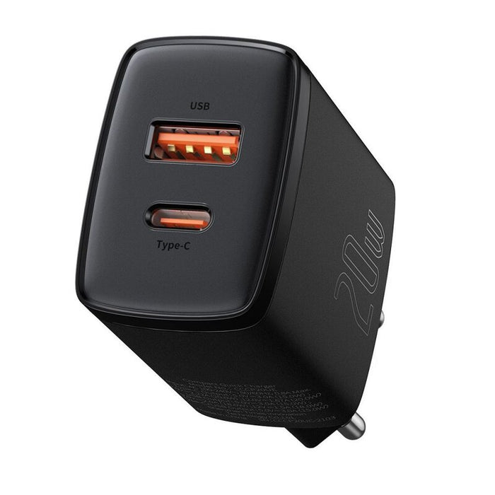 Baseus Compact Schnellladegerät U+C 20W EU Schwarz