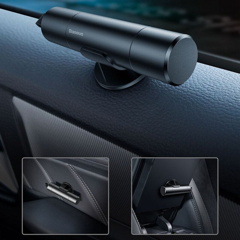 Baseus 2in1 Sicherheitshammer für Fenster + Messer zum Schneiden von Gürteln – Dunkelgrau