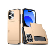 Slide Card Slot Hülle Case für iPhone 14 Pro Max - Gold