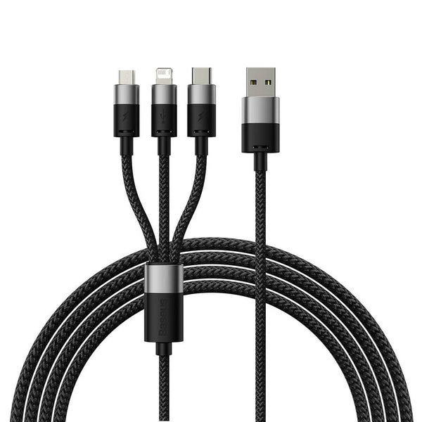 Baseus 3in1 USB – Micro-USB/Lightning/USB C 3,5 A 1,2 m Kabel StarSpeed – Schwarz