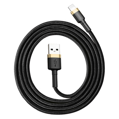 Baseus Cafule Cable Robustes Nylonkabel USB / Lightning QC3.0 2,4A 1M - Schwarz-Gold