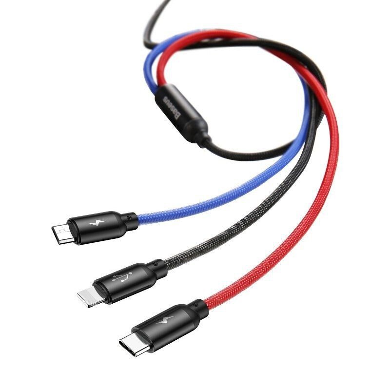 Baseus Rapid USB-Kabel 3in1 Typ C / Lightning / Micro 3A 1,2M - Schwarz