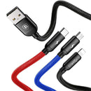 Baseus Rapid USB-Kabel 3in1 Typ C / Lightning / Micro 3A 1,2M - Schwarz