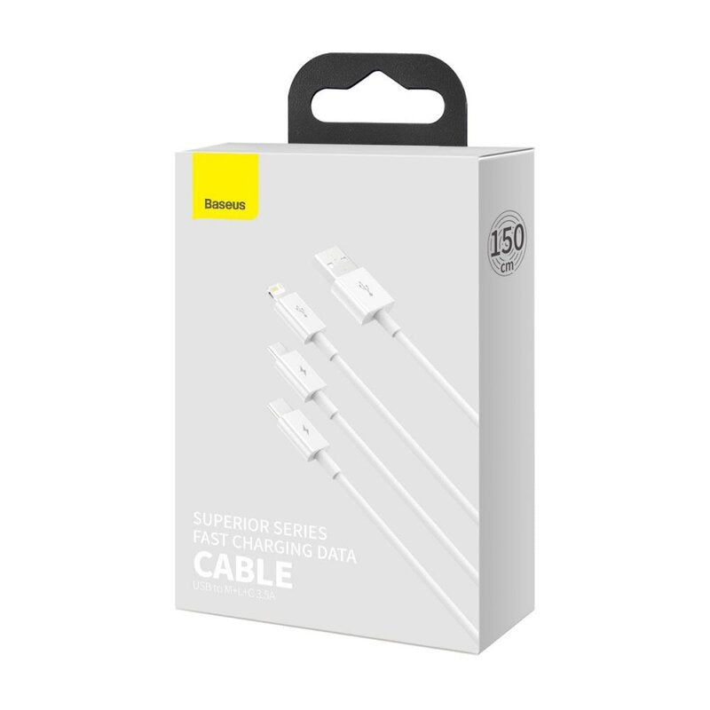 Baseus Superior Series Fast Ladekabel Datenkabel USB to M+L+C 3.5A 1.5m Weiss (CAMLTYS-02)