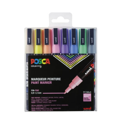 Posca PC-3M Markerset, 1,30 mm, (8 Stück) – Pastell Mischfarben